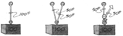 
Dividing a weight between two ropes assures that each bears only half the load.
